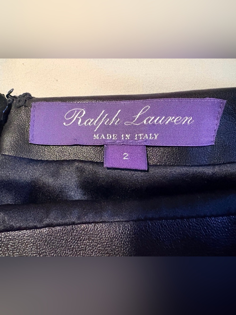 Ralph Lauren Purple Label Black Lambskin Leather Pencil Skirt | Size 2 | - Picture 4 of 8